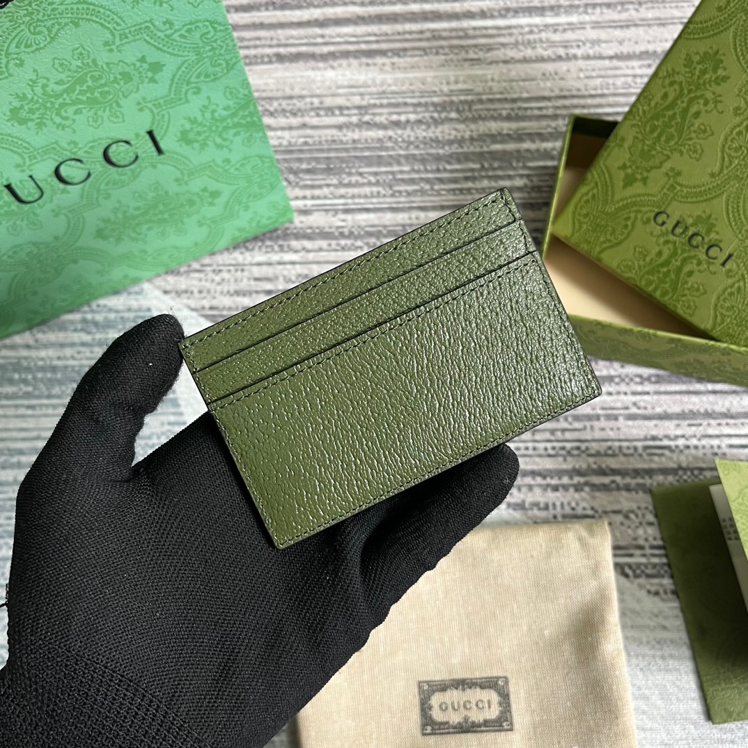 Gvc*1 GG Marmont Card Case Green For Men 4.2in/11cm ‎‎‎657588 DJ20F 3352