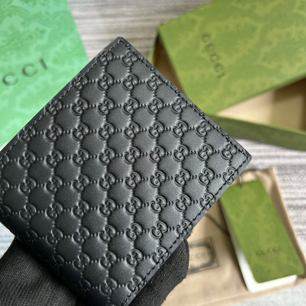 Gvc*1 GG MicroGvc*1ssima Bi-Fold Wallet Black For Men 4.3in/11cm ‎‎‎260987 BMJ1N 4009
