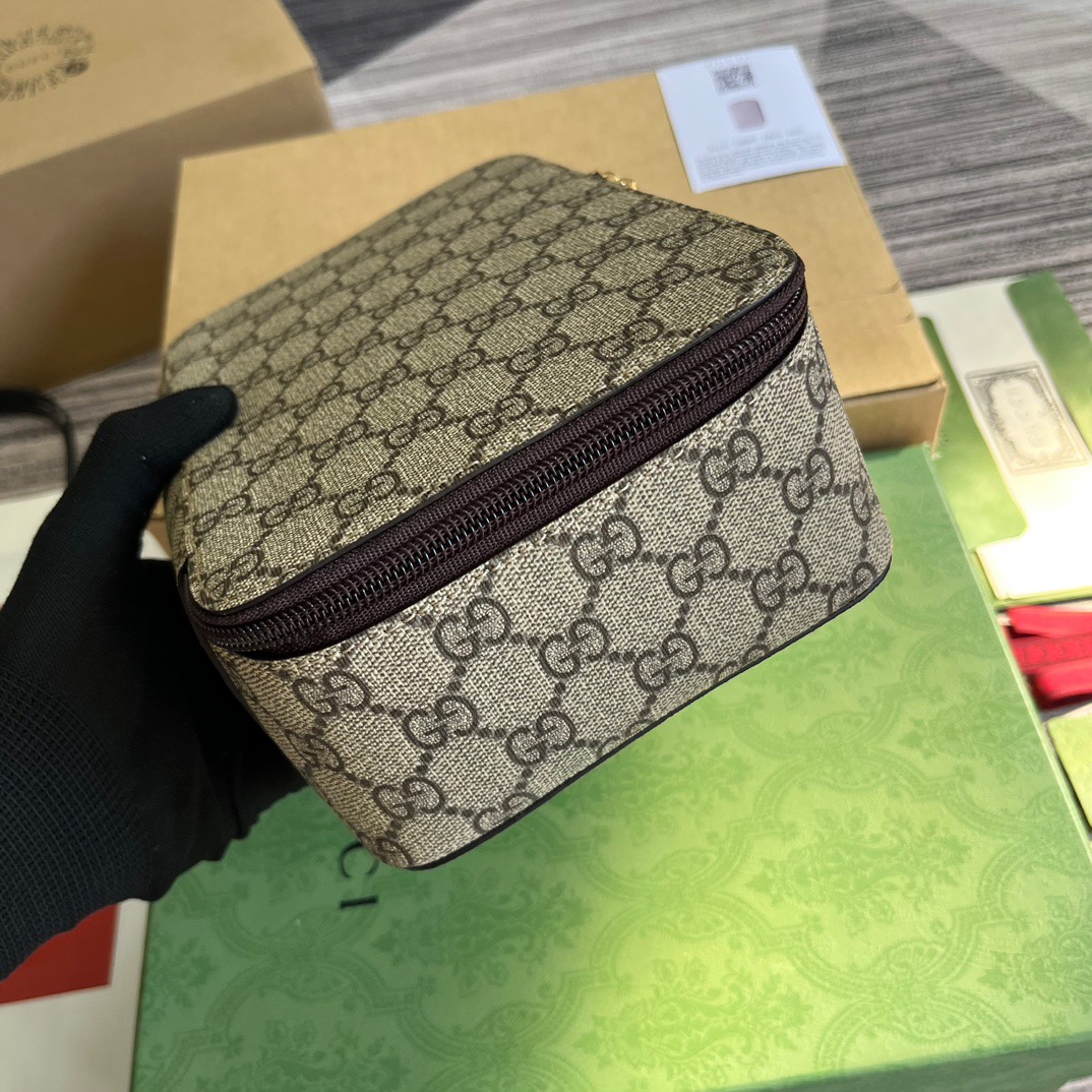 Gvc*1 GG Mini Packing Cube Svp*me Canvas Beige/Grey For Men 8.7in/22cm ‎‎‎726657 KGD0N 4060
