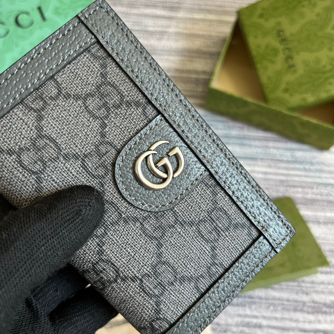 Gvc*1 Ophidia Card Case Svp*me Canvas Grey For Men 4.7in/12cm 734943 UULBN 1244
