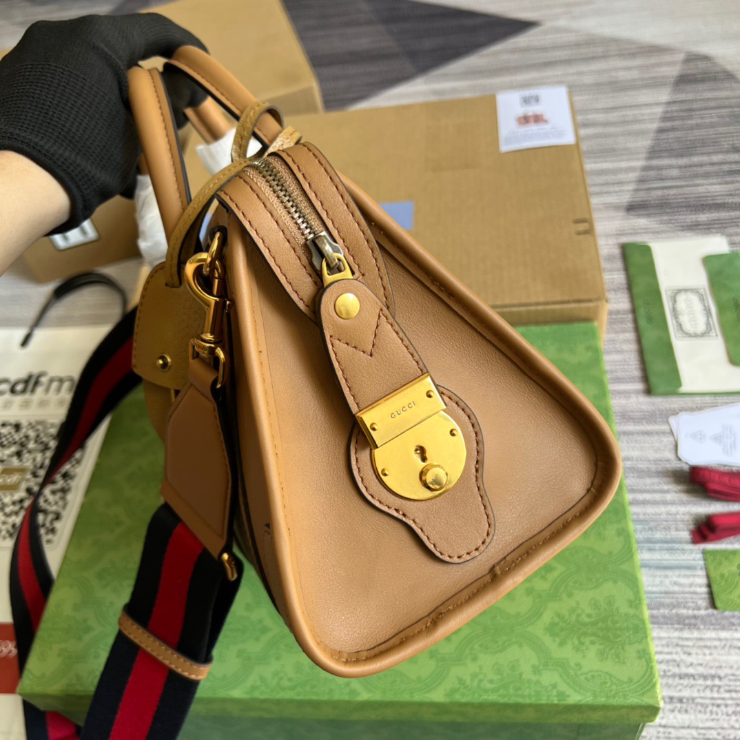 Gvc*1 Small Bauletto Top Handle Bag With Double G White/Brown For Men 10.6in/27cm