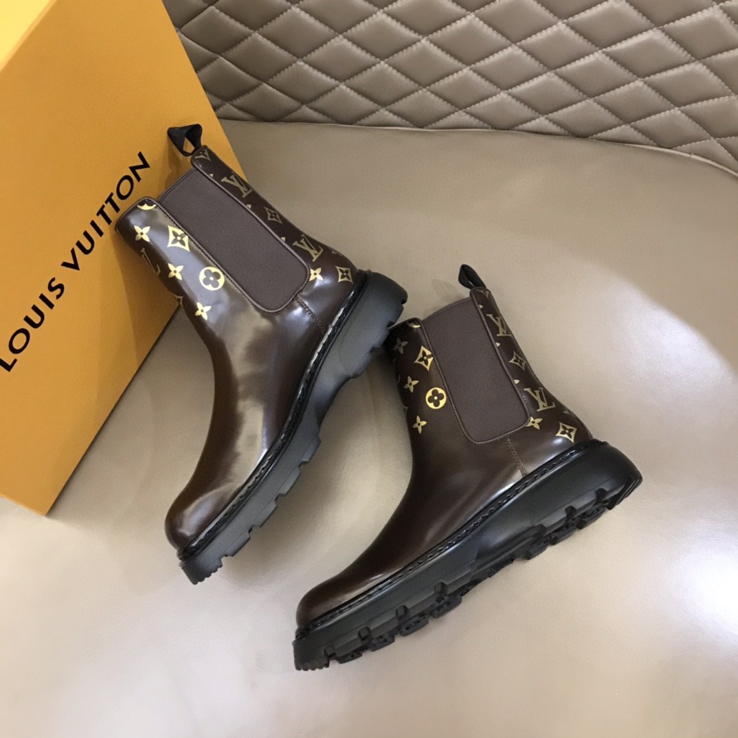 L0vis Vvtt0n LV Bold Chelsea Boots Monogram Flower Brown For Men 1A9FEI