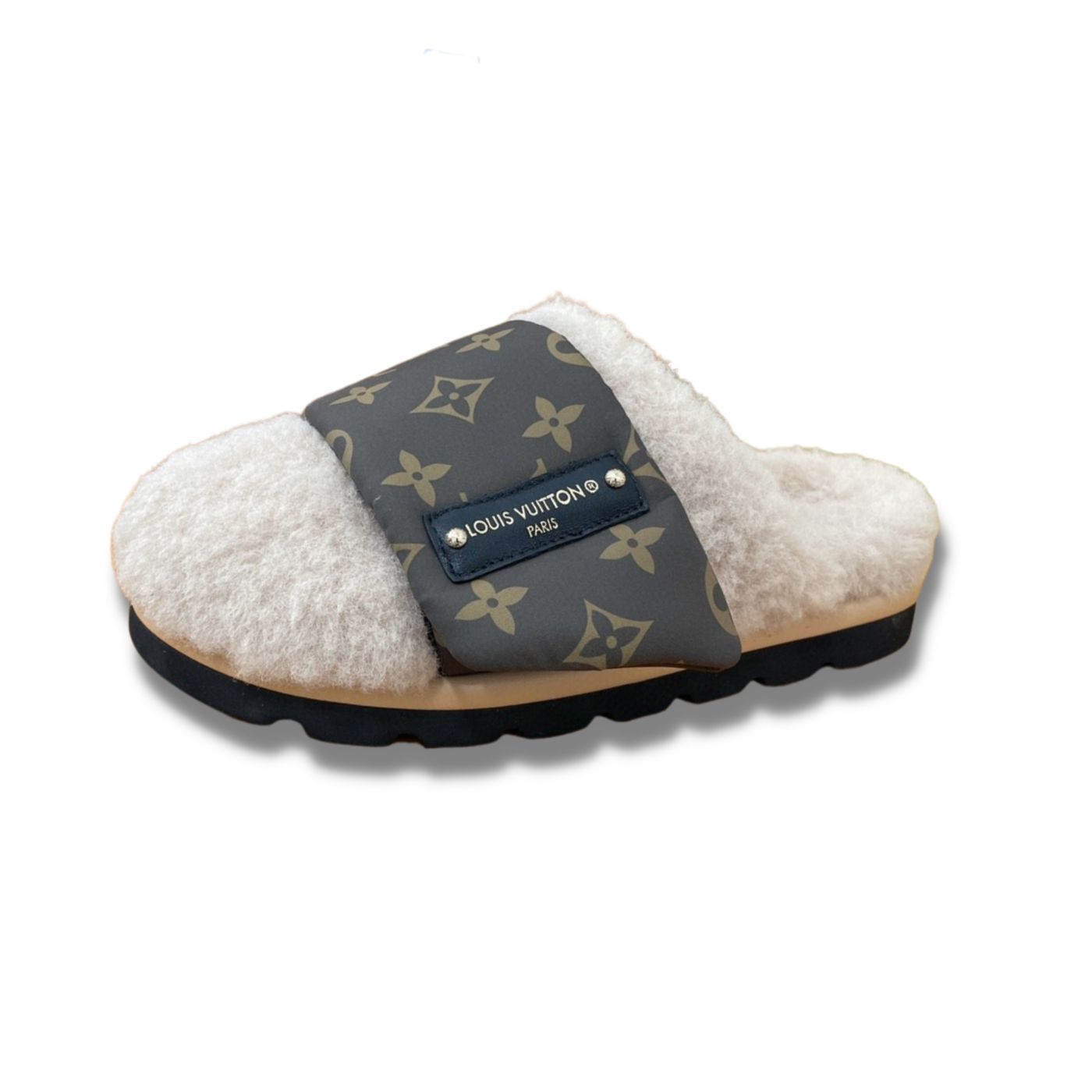 L0vis Vvtt0n Slipper Pillow Flat Comfort Mule Beige For Women