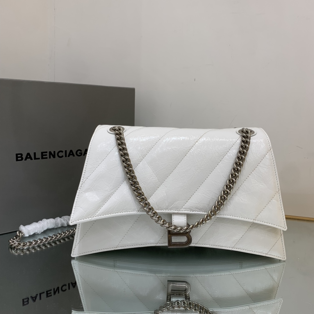 Ba1en*iaga Crush Medium Chain Bag Black/White For Women‎ 12.2in/31cm