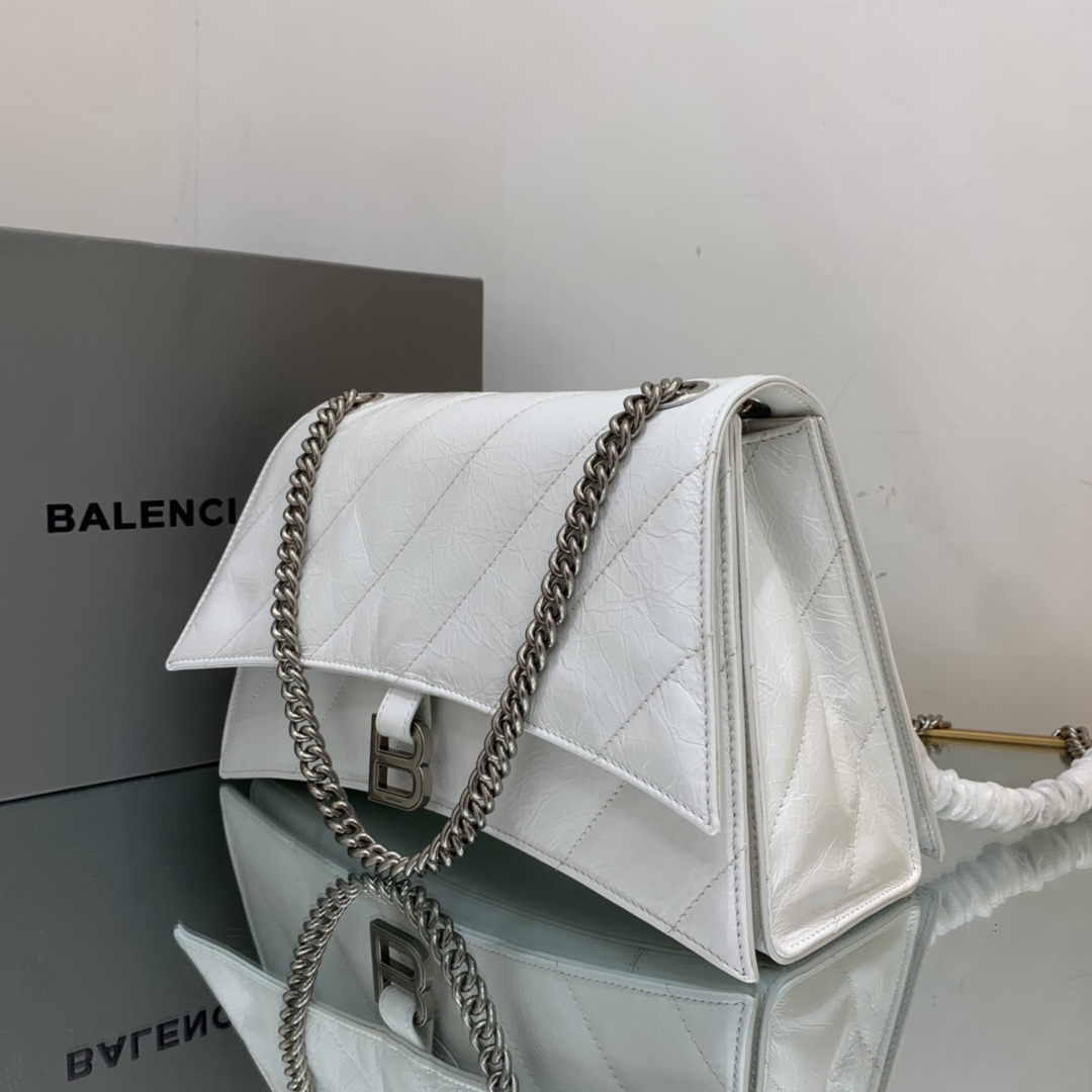 Ba1en*iaga Crush Medium Chain Bag Black/White For Women‎ 12.2in/31cm