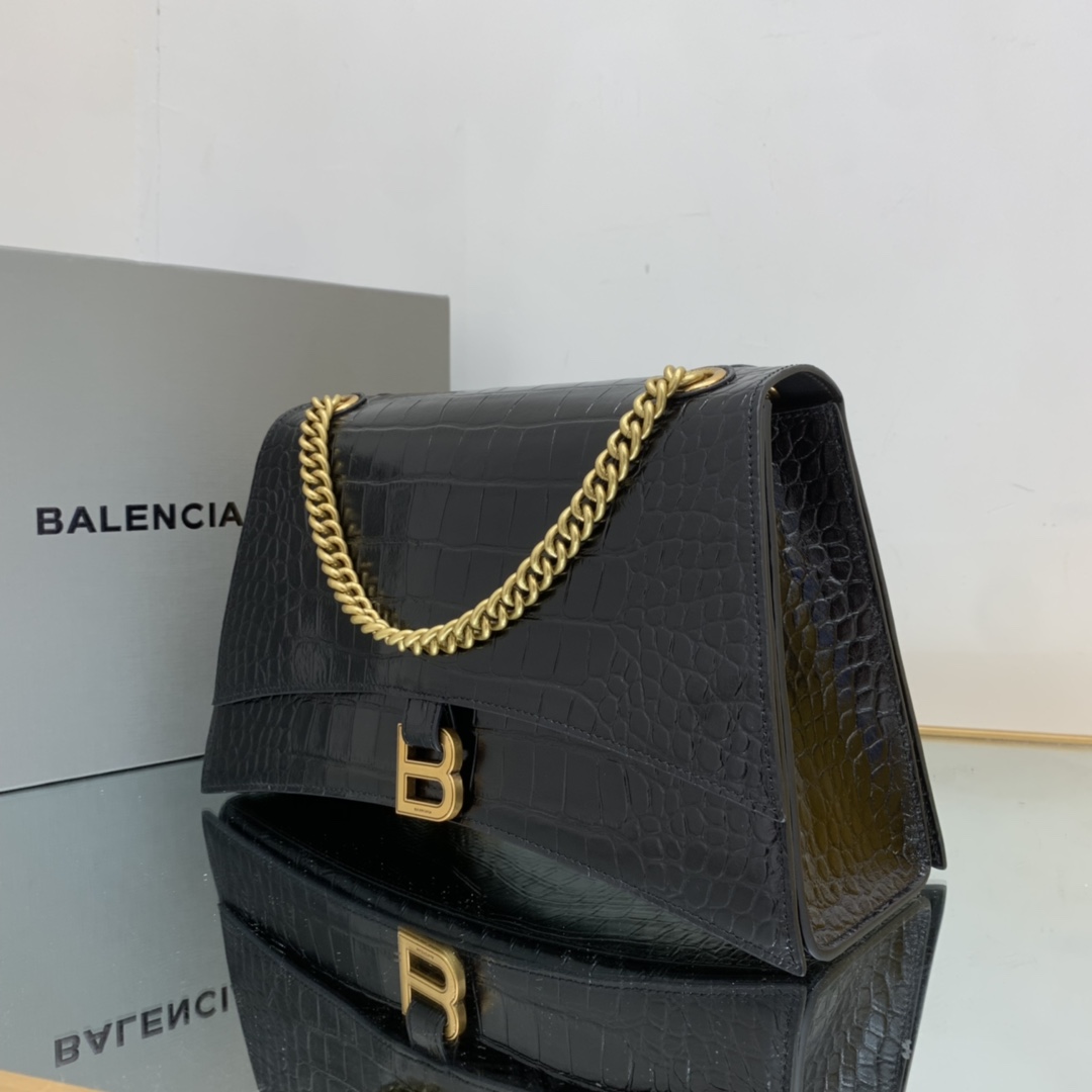Ba1en*iaga Crush Medium Chain Bag Black/White For Women‎ 12.2in/31cm