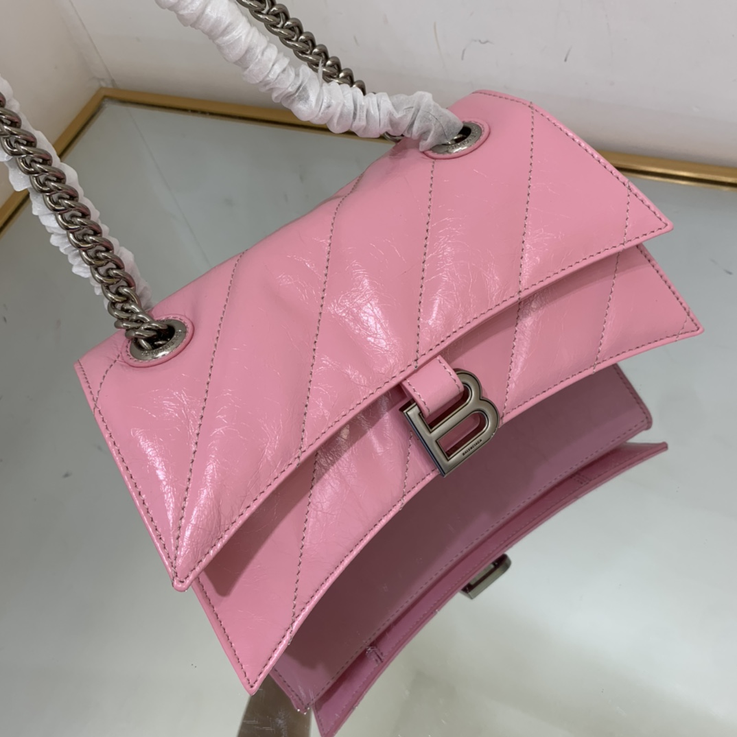 Ba1en*iaga Crush Small Chain Bag Black/Pink/Silver/White For Women‎ 9.8in/24.9cm