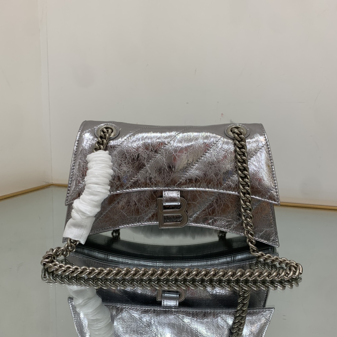 Ba1en*iaga Crush Small Chain Bag Black/Pink/Silver/White For Women‎ 9.8in/24.9cm