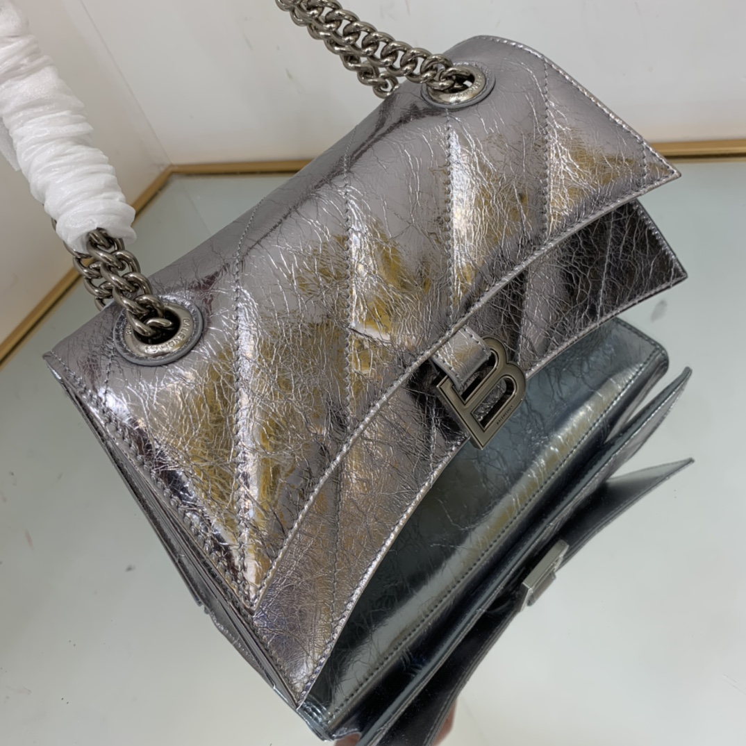 Ba1en*iaga Crush Small Chain Bag Black/Pink/Silver/White For Women‎ 9.8in/24.9cm