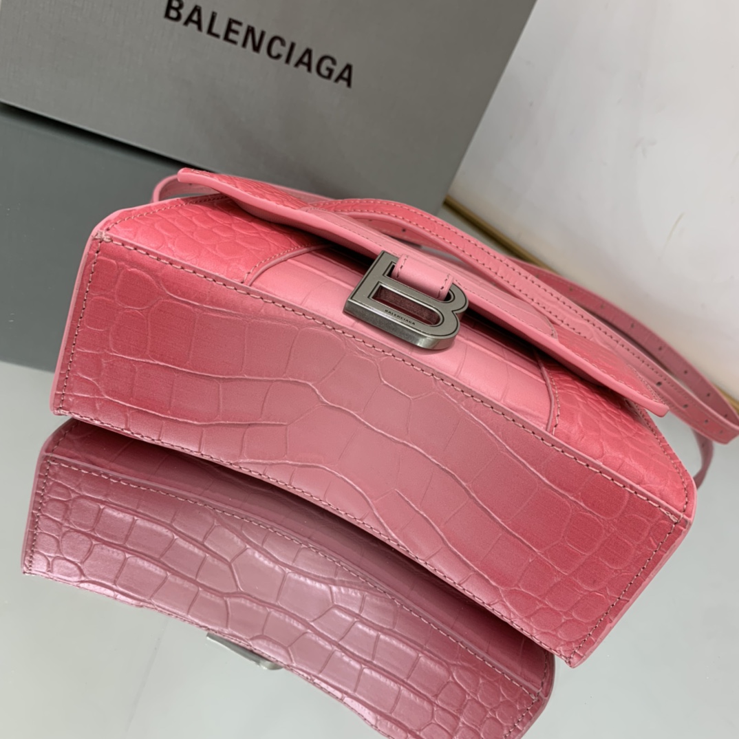 Ba1en*iaga Hourglass Small Handbag Black/Pink For Women‎ 9in/22.9cm