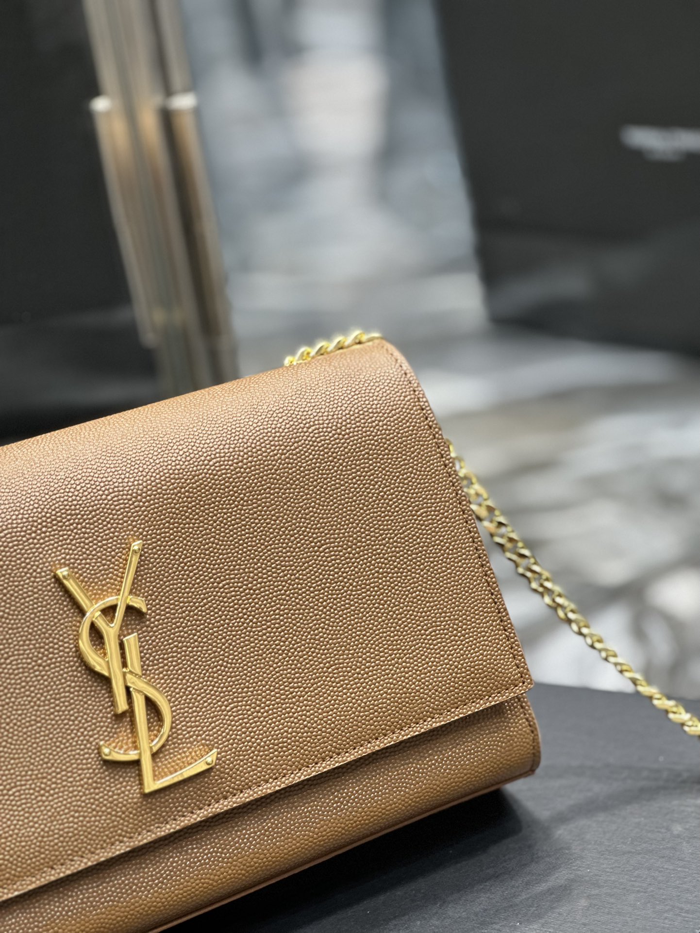 Sa1nt Lau*nt Kate Chain Bag Brown For Women‎ 9.4in/24cm