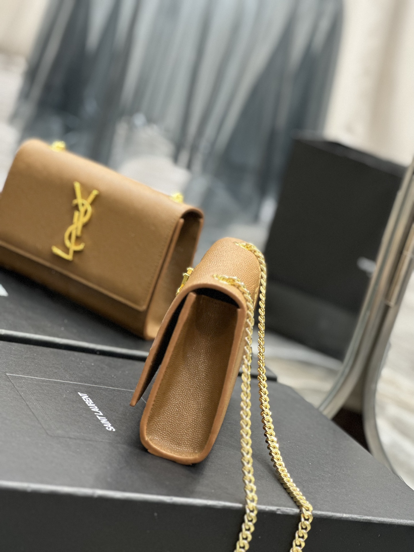 Sa1nt Lau*nt Kate Small Chain Bag Brown For Women‎ 7.8in/20cm