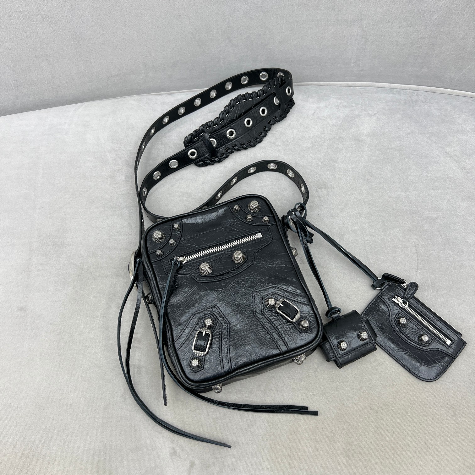 Ba1en*iaga Le Cagole Crossbody Bag Black/Grey For Women‎ 7.8in/19.8cm