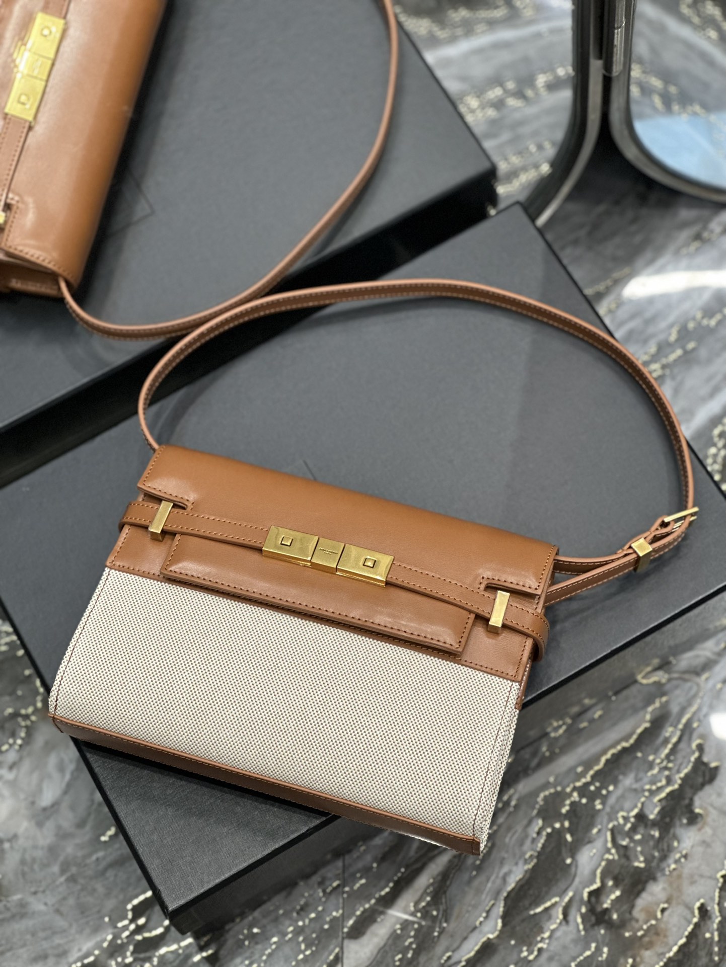 Sa1nt Lau*nt Manhattan Small Shoulder Bag Brown For Women‎ 9.4in/24cm
