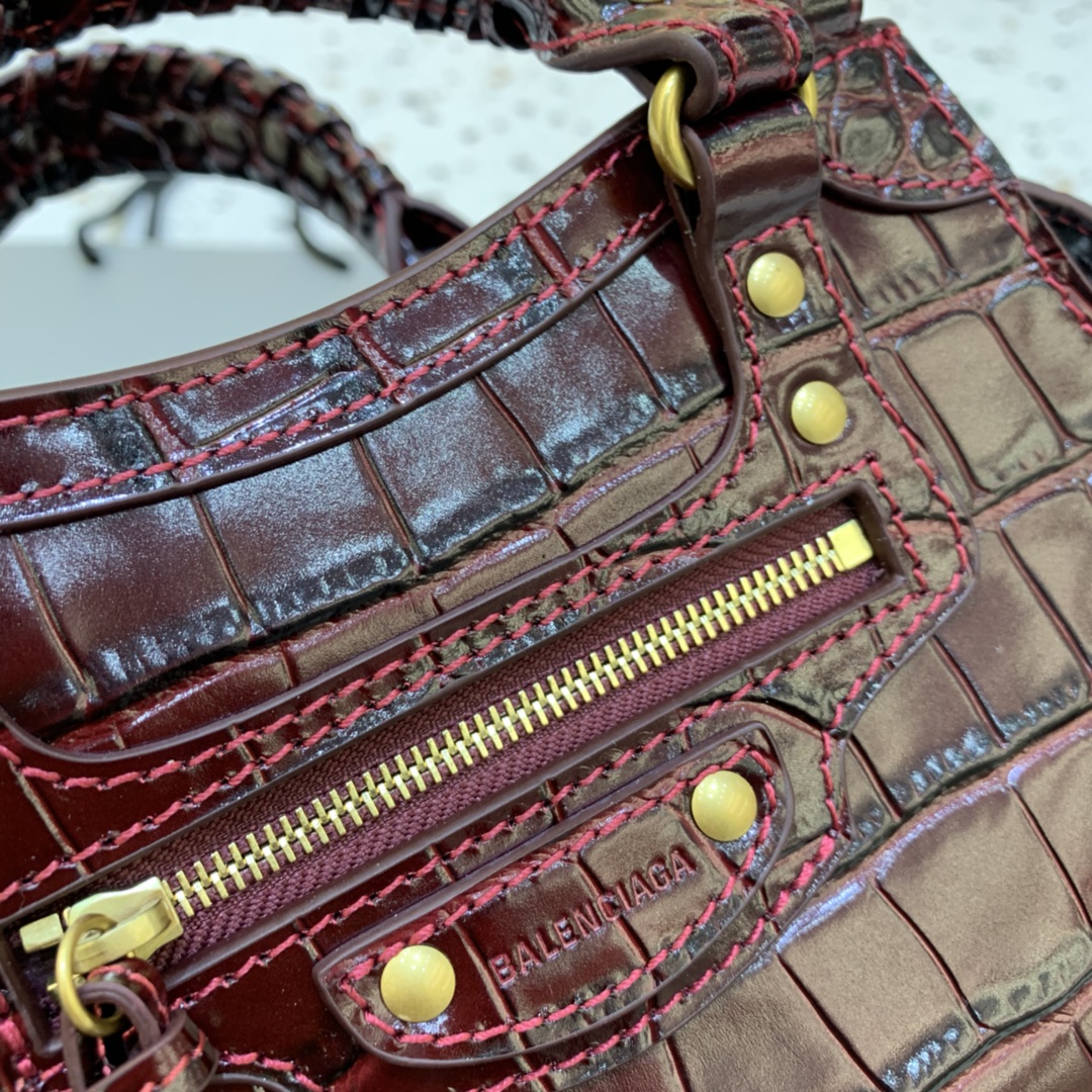 Ba1en*iaga Neo Classic Mini Handbag Black/Burgundy For Women‎ 8.6in/21.8cm