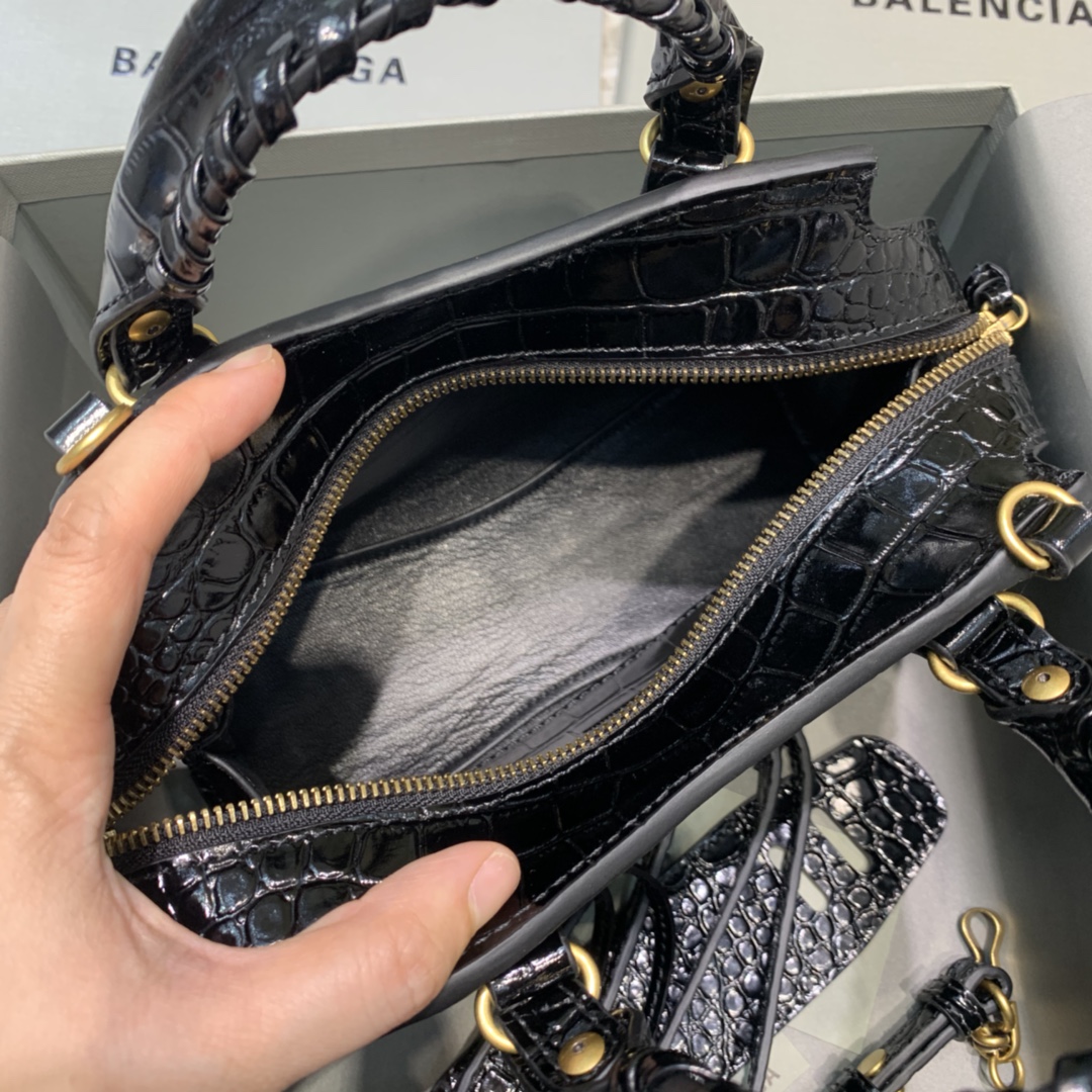 Ba1en*iaga Neo Classic Mini Handbag Black/Green For Women‎ 8.6in/21.8cm