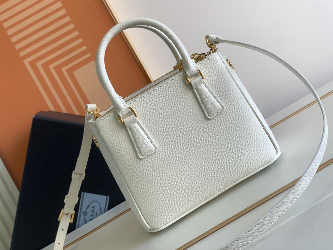Pra*a Galleria Saffiano Mini Bag White/Beige/Blue/Dark Blue For Women 7.8 in / 20 cm 1BA906_NZV_F0009_V_EOM
