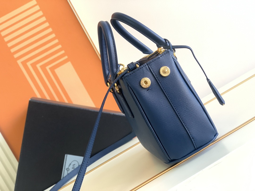 Pra*a Galleria Saffiano Mini Bag White/Beige/Blue/Dark Blue For Women 7.8 in / 20 cm 1BA906_NZV_F0009_V_EOM