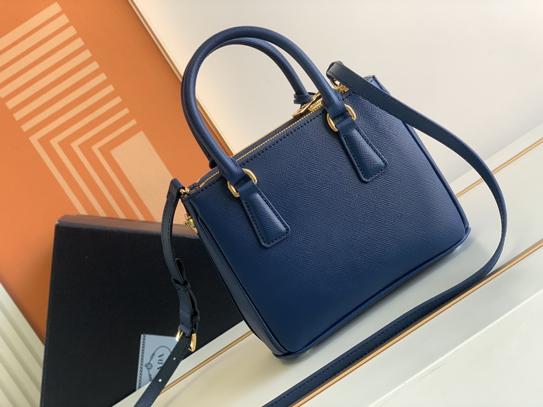 Pra*a Galleria Saffiano Mini Bag White/Beige/Blue/Dark Blue For Women 7.8 in / 20 cm 1BA906_NZV_F0009_V_EOM