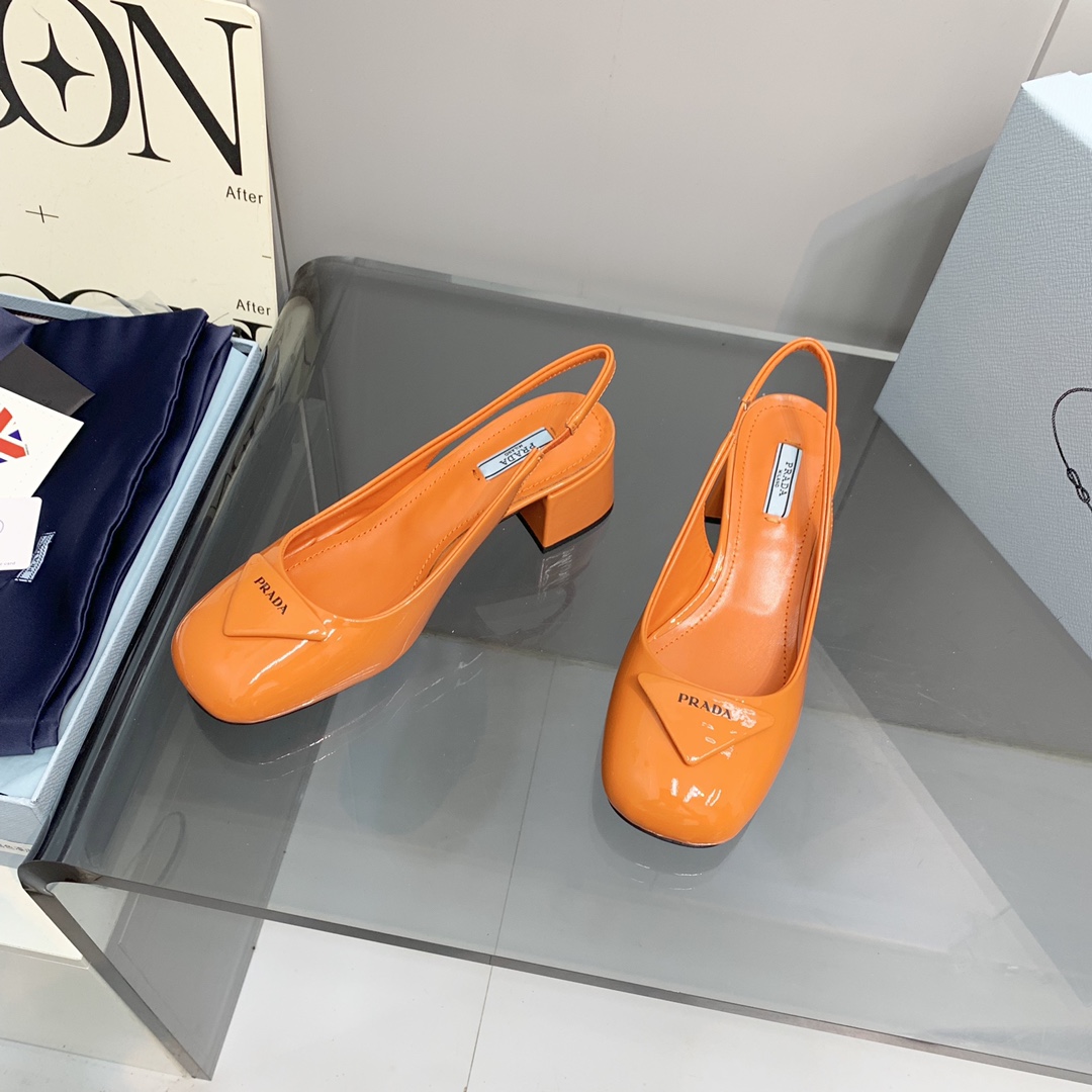 Pra*a Patent Slingback Pumps Orange For Women 2.1 in/ 5.5 cm