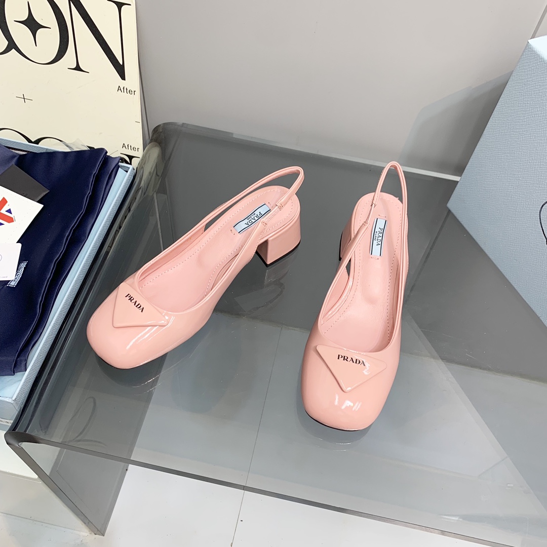 Pra*a Patent Slingback Pumps Light Pink For Women 2.1 in/ 5.5 cm
