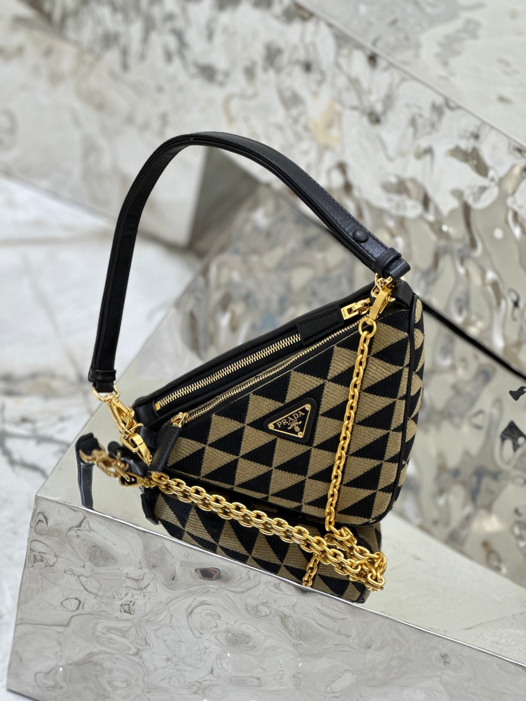 Pra*a Symbole Fabric Mini Bag Red/Beige For Women 11 in / 28 cm 1BC176_2FPN_F0V1I_V_OOO