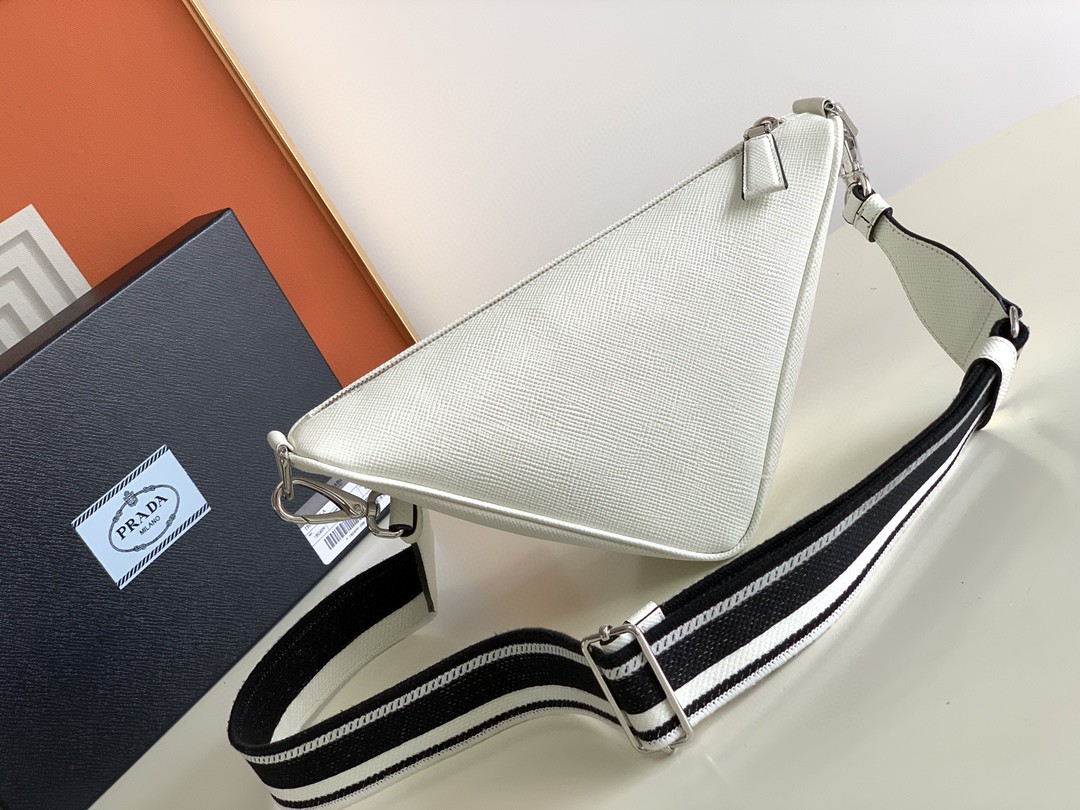 Pra*a Saffiano Pra*a Triangle Bag Green/Black/White For Women 11.1 in / 28 cm 2VH155_2FAD_F0458_V_OOO
