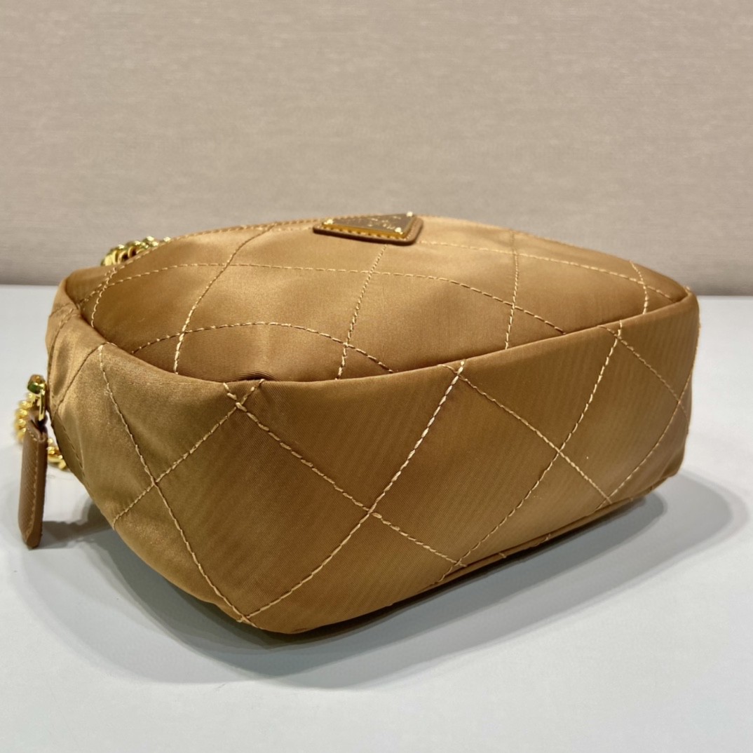 Pra*a Vintage Chain Rhombus Bag Brown/ Green Khaki For Women 7.5 in / 19 cm