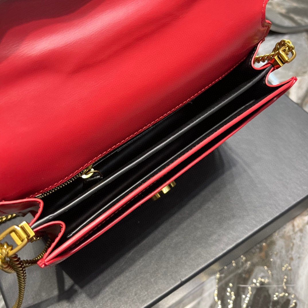 Sa1nt Lau*nt Cassandra Medium Chain Bag Black/White/Red/Green/Burgundy For Women‎ 8.6in/22cm