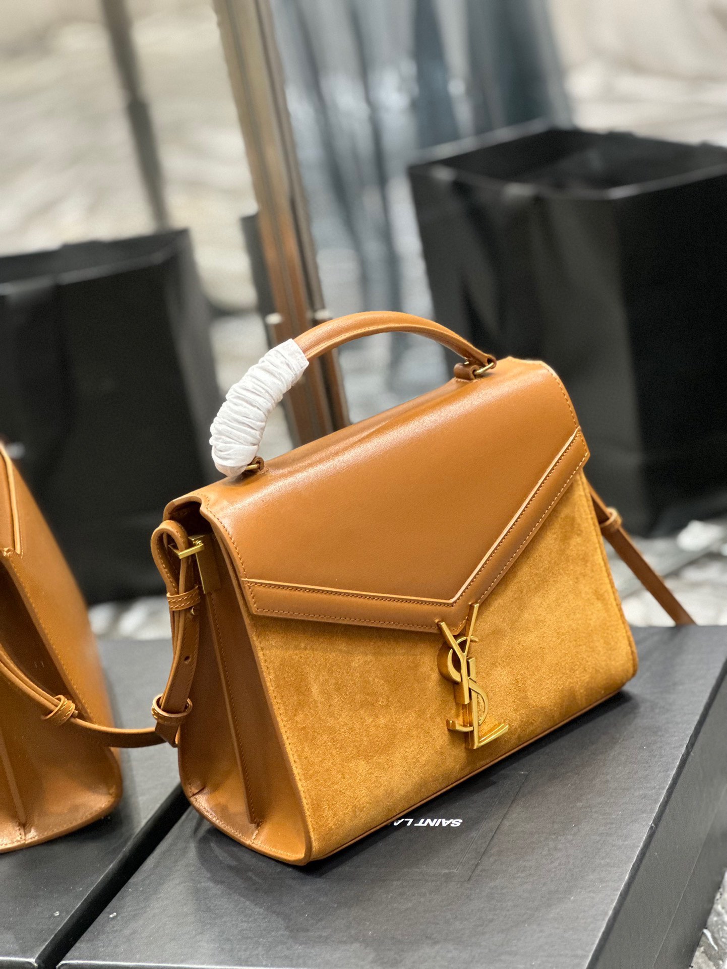 Sa1nt Lau*nt Cassandra Medium Top Handle Bag Black/White/Burgundy/Grey/Brown For Women‎ 9.6in/24.5cm
