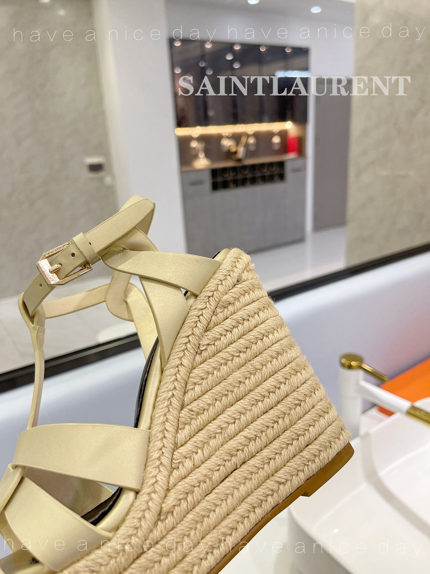 Sa1nt Lau*nt Tribute Espadrilles In Smooth Beige For Women