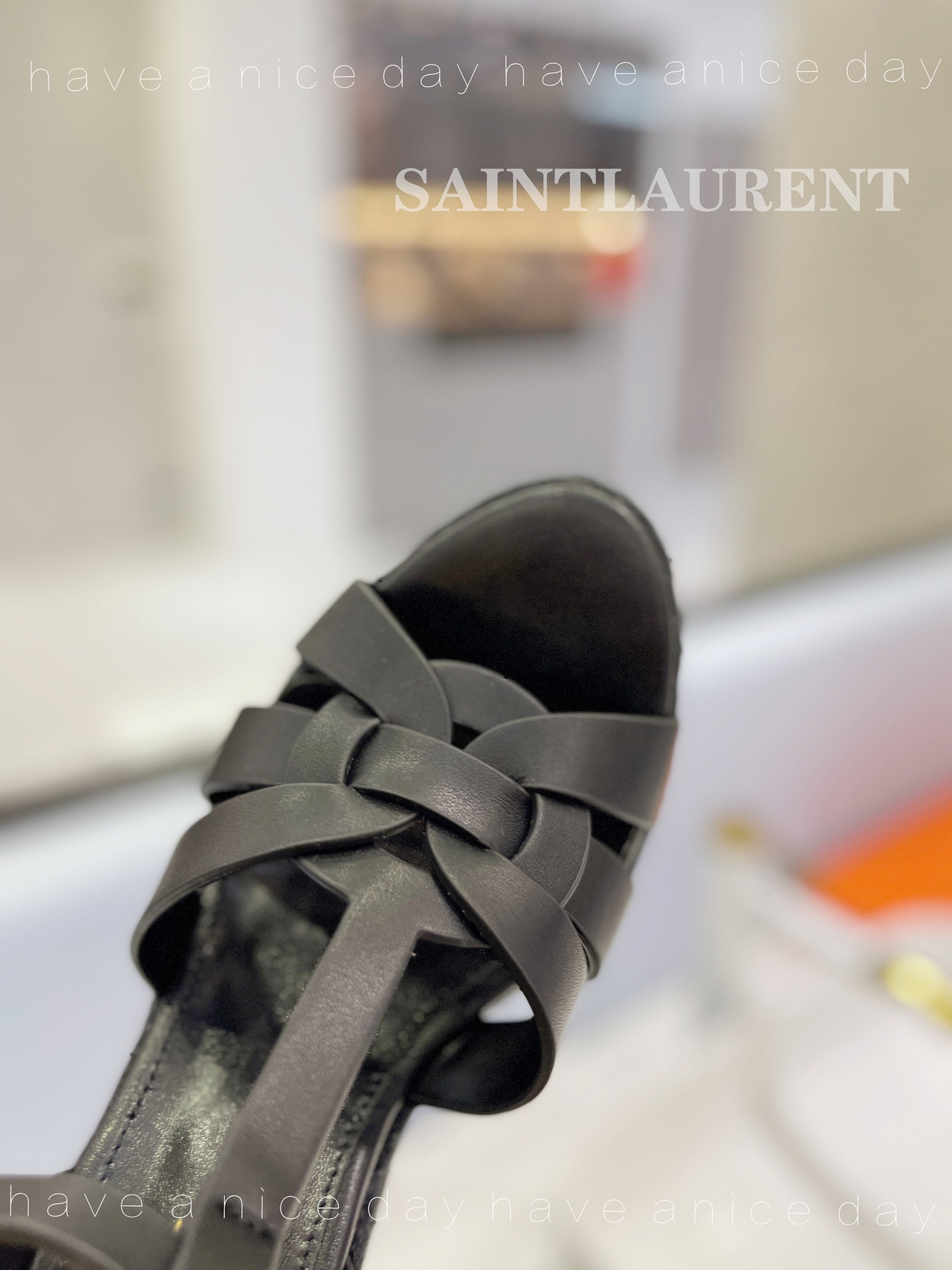 Sa1nt Lau*nt Tribute Espadrilles In Smooth Black For Women 611924BDA001000