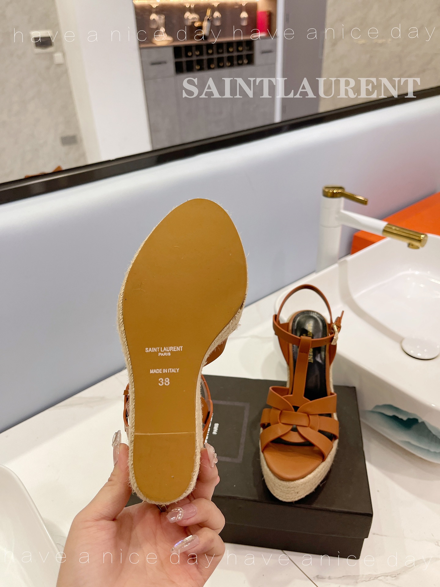 Sa1nt Lau*nt Tribute Espadrilles In Smooth Brown For Women