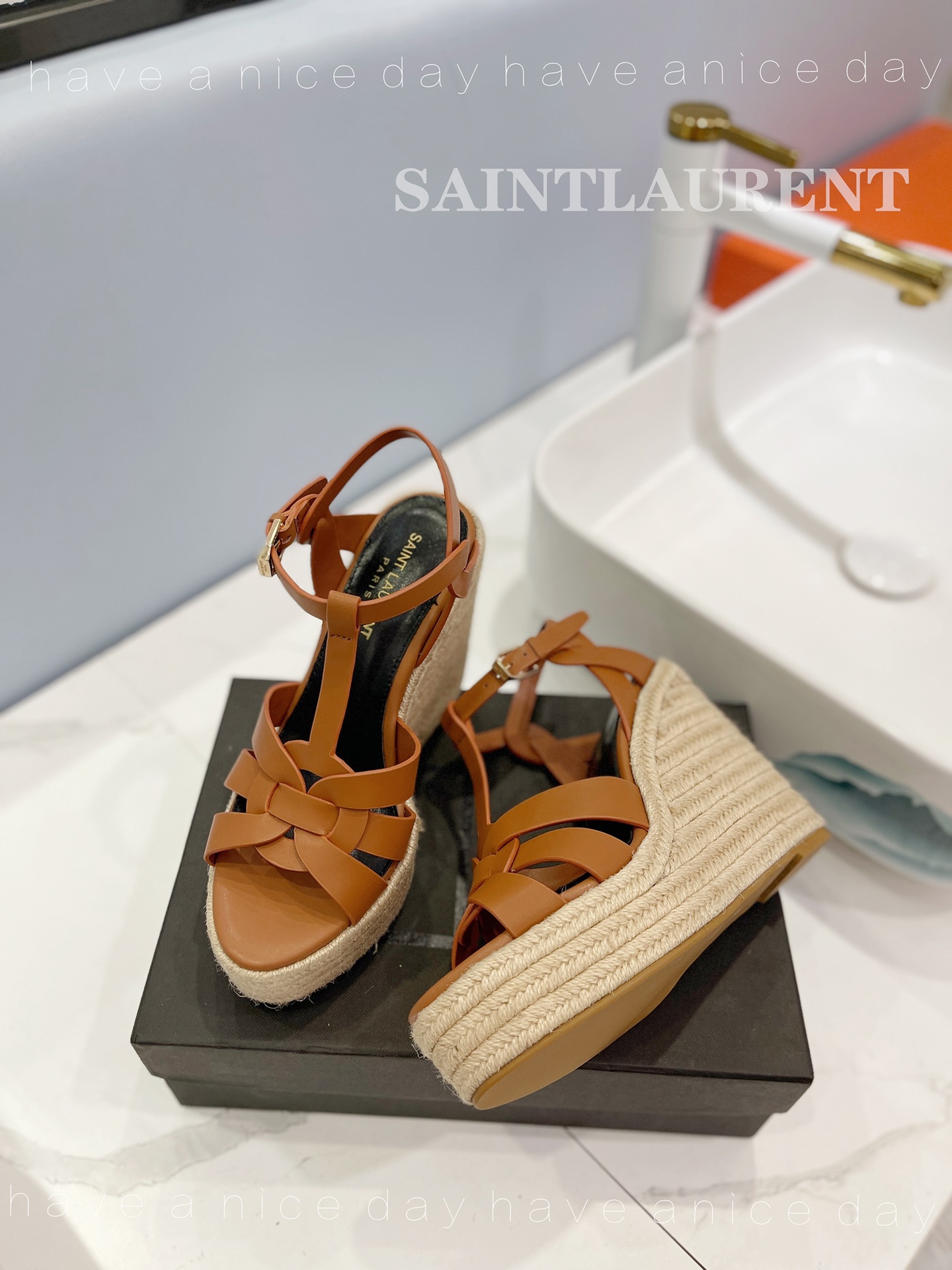 Sa1nt Lau*nt Tribute Espadrilles In Smooth Brown For Women