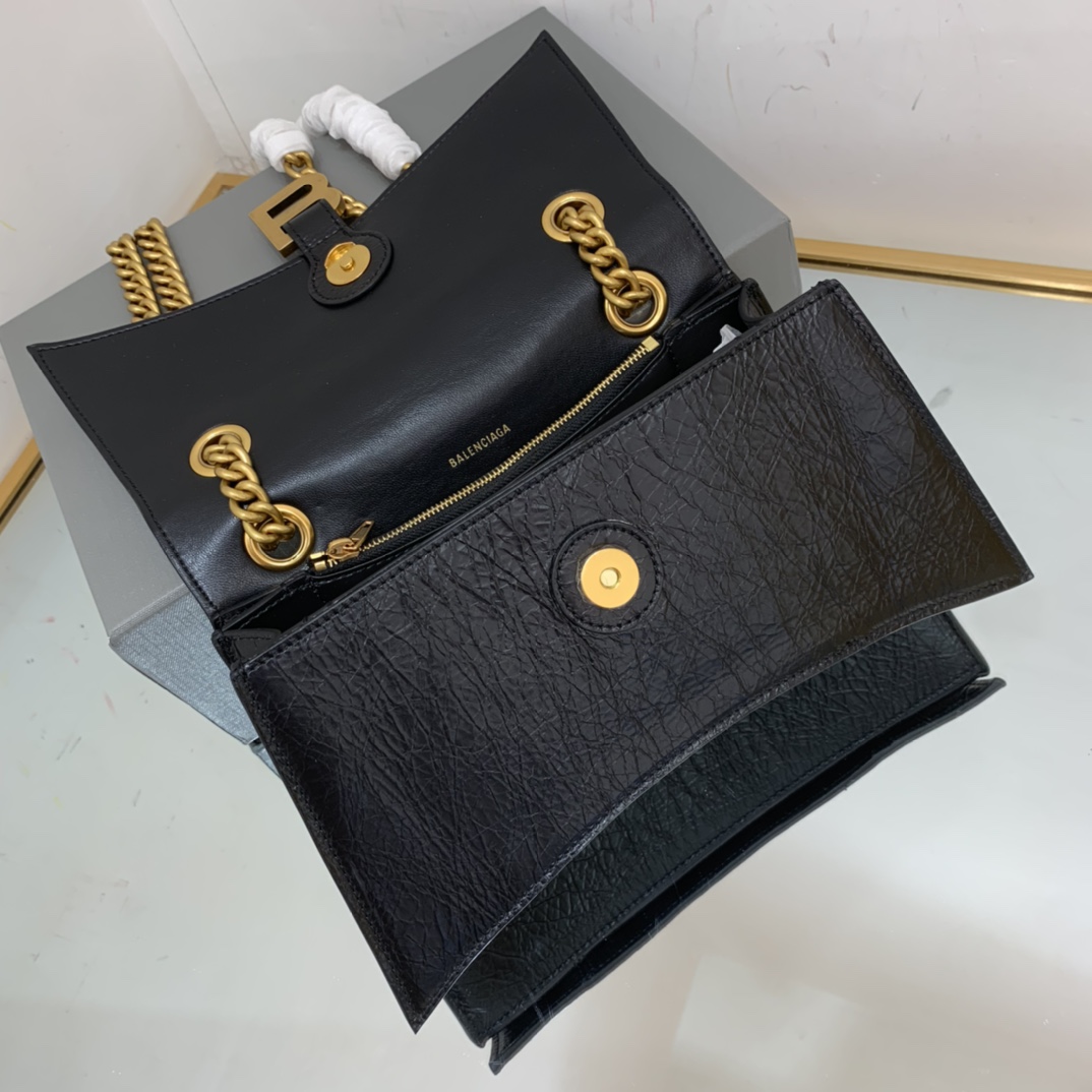 Ba1en*iaga Crush Small Chain Bag In Black For Women 9.8in/ 25cm 716351210IT1000