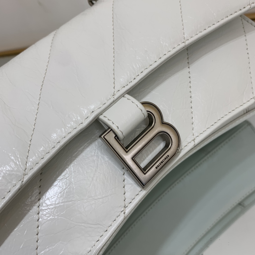 Ba1en*iaga Crush Small Chain Bag Quilted In Optic White/Black For Women 9.8in/25cm 716351210J09001