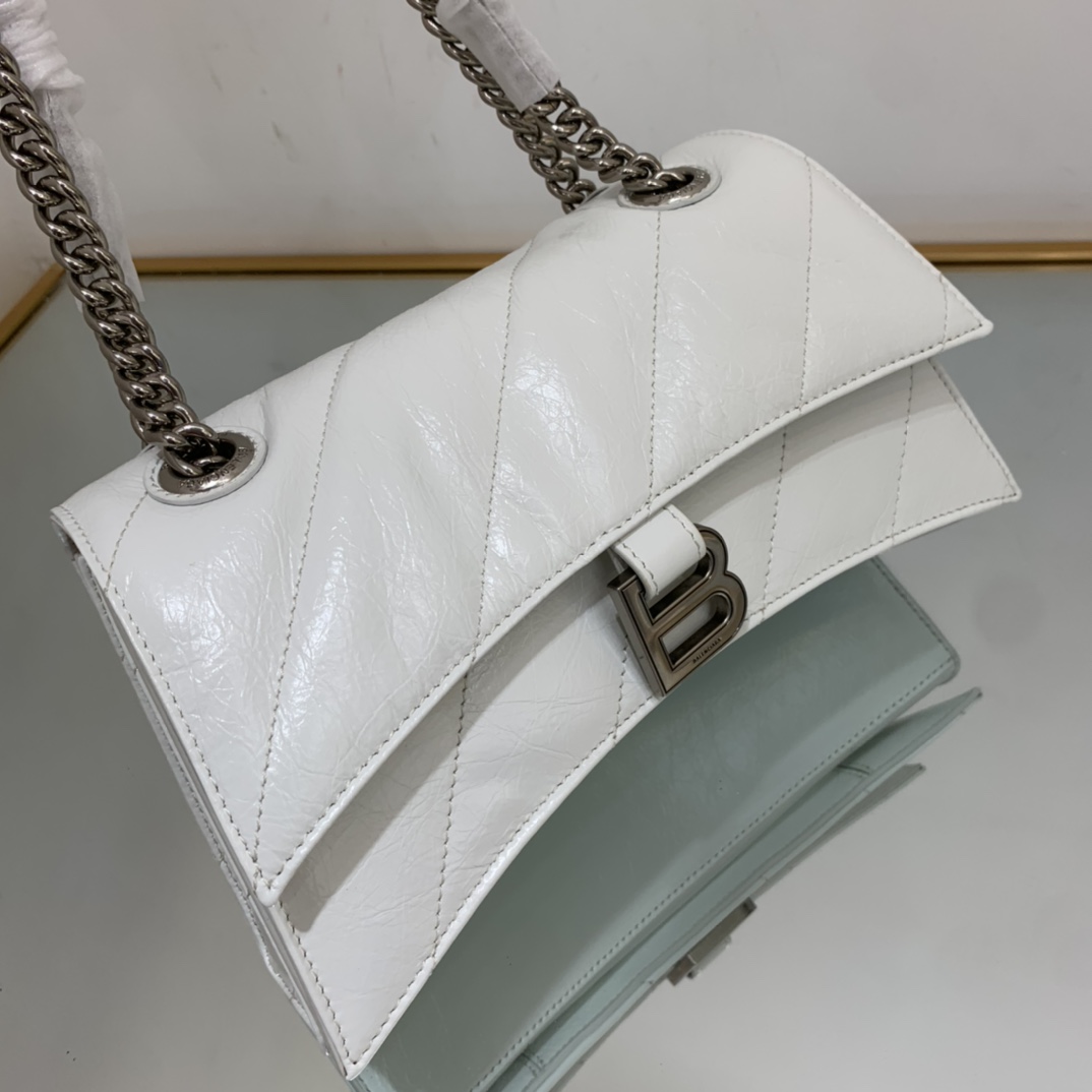 Ba1en*iaga Crush Small Chain Bag Quilted In Optic White/Black For Women 9.8in/25cm 716351210J09001