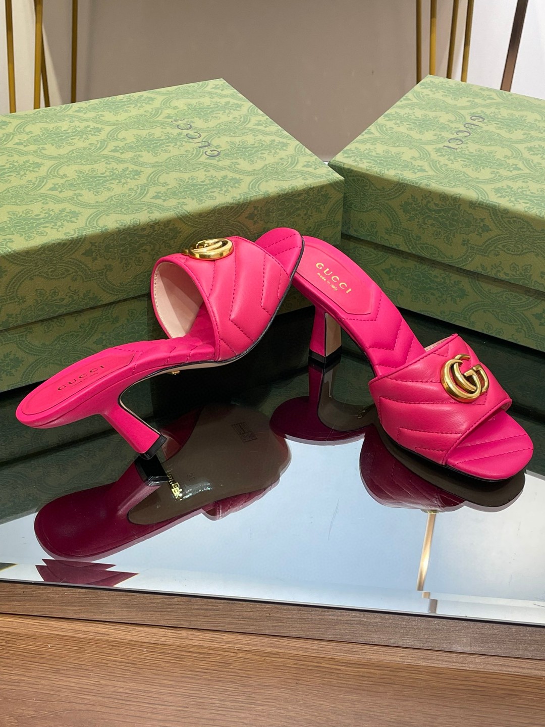 Gvc*1 Double G Slide Sandal Pink For Women 674839 BKO00 5752