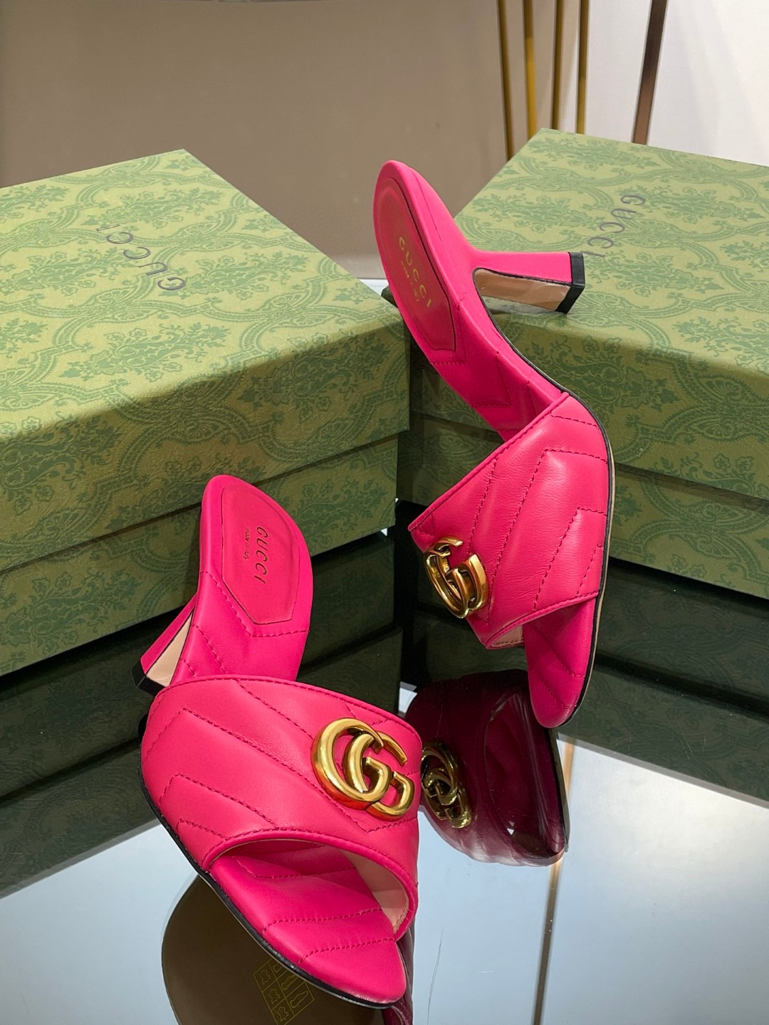 Gvc*1 Double G Slide Sandal Pink For Women 674839 BKO00 5752