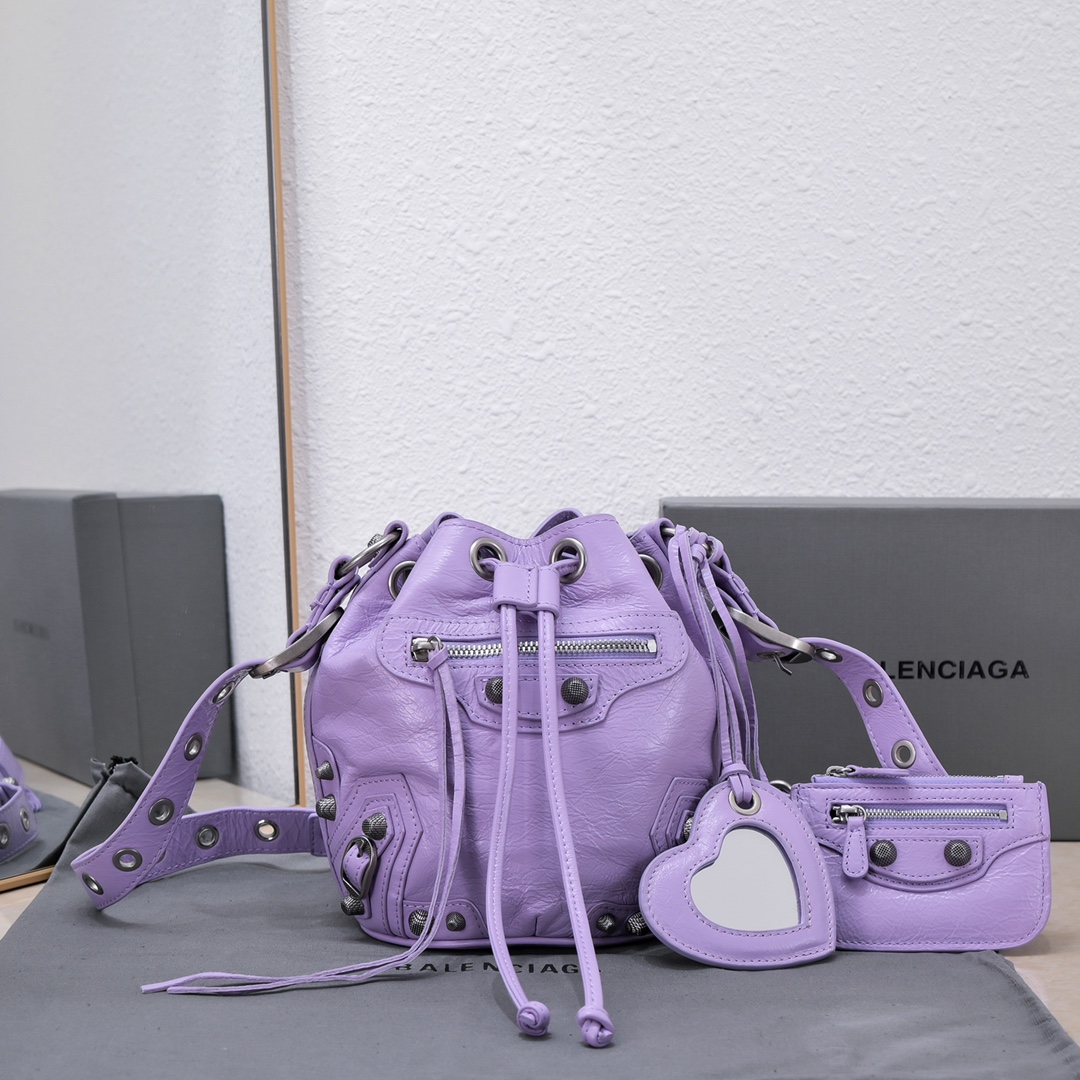 Ba1en*iaga Le Cagole Xs Bucket Bag Purple/Pink/Red/Blue/Green For Women 7.8in/20 cm