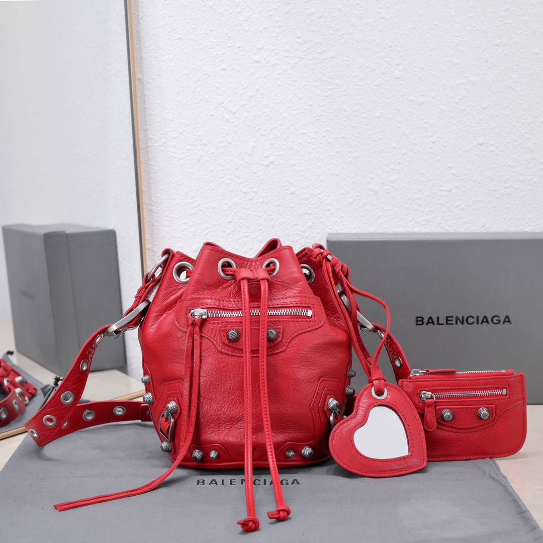 Ba1en*iaga Le Cagole Xs Bucket Bag Purple/Pink/Red/Blue/Green For Women 7.8in/20 cm