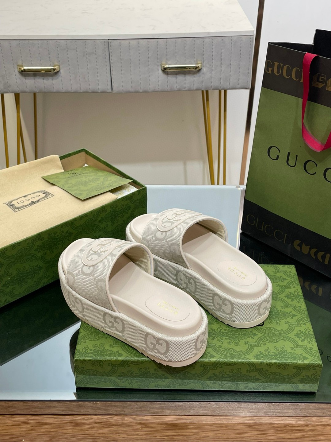 Gvc*1 Platform Slide Sandal White For Women ‎