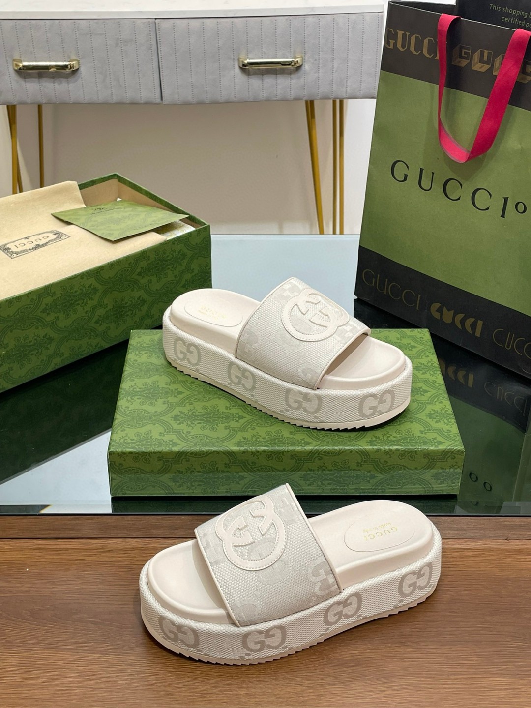 Gvc*1 Platform Slide Sandal White For Women ‎