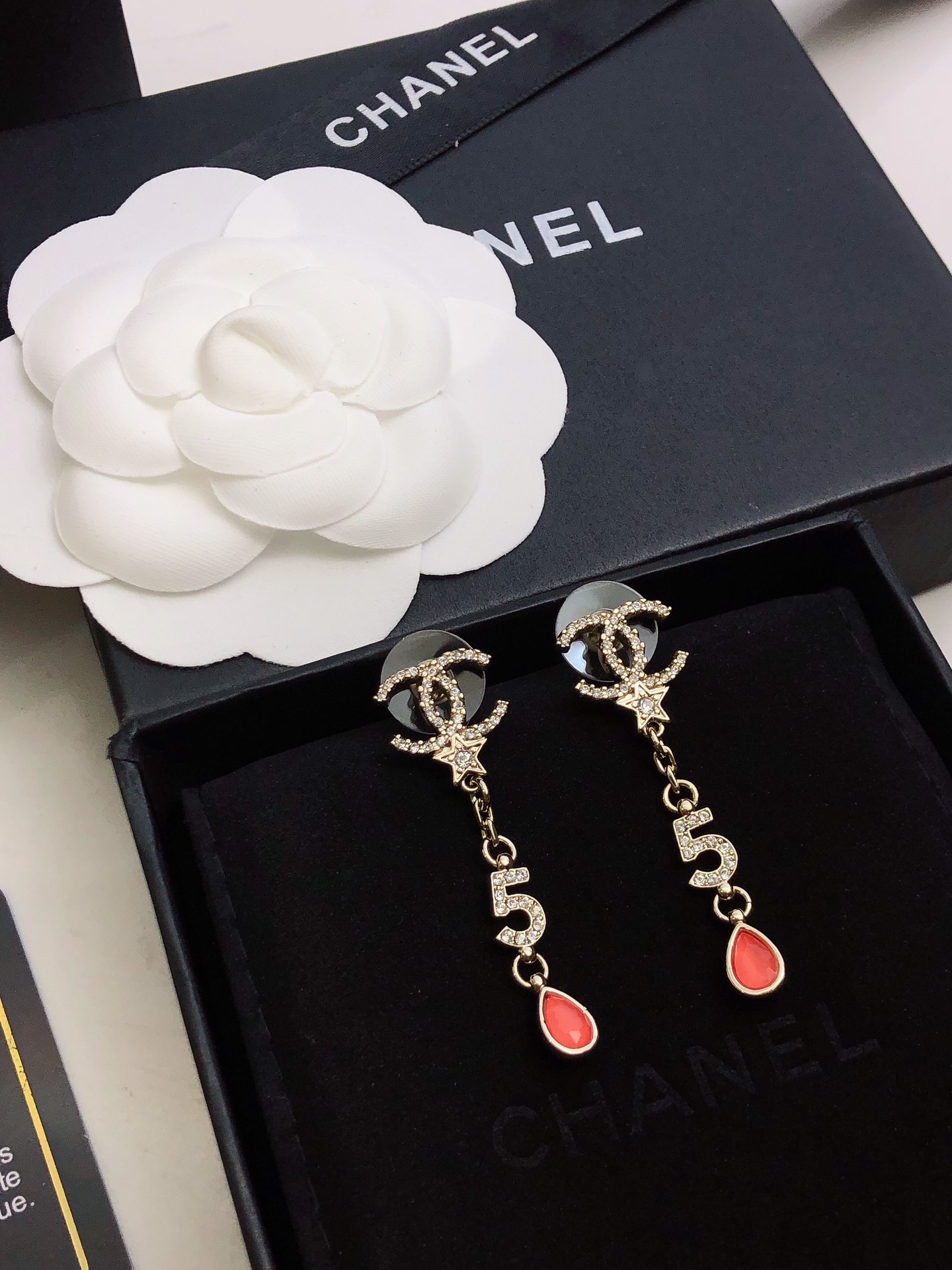 Ch**el 5-Long Earrings Gold For Women