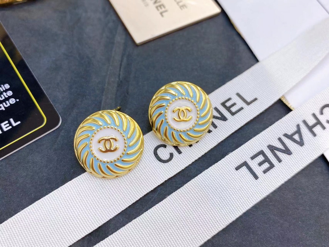 Ch**el Alphabet Earrings Jade Green For Women