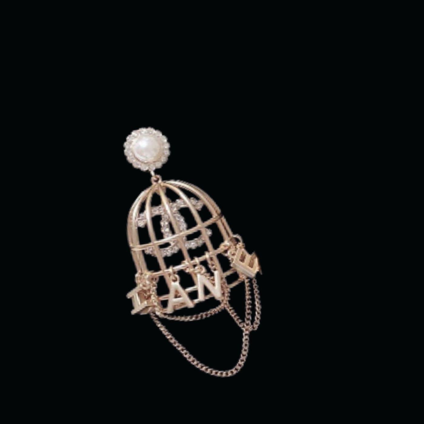Ch**el Bird Cage Shape Earrings Gold Tone For Women