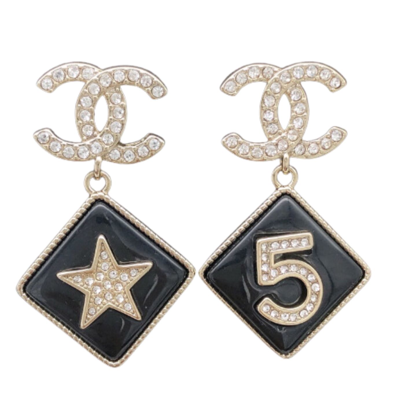 Ch**el Card Earrings Black For Women