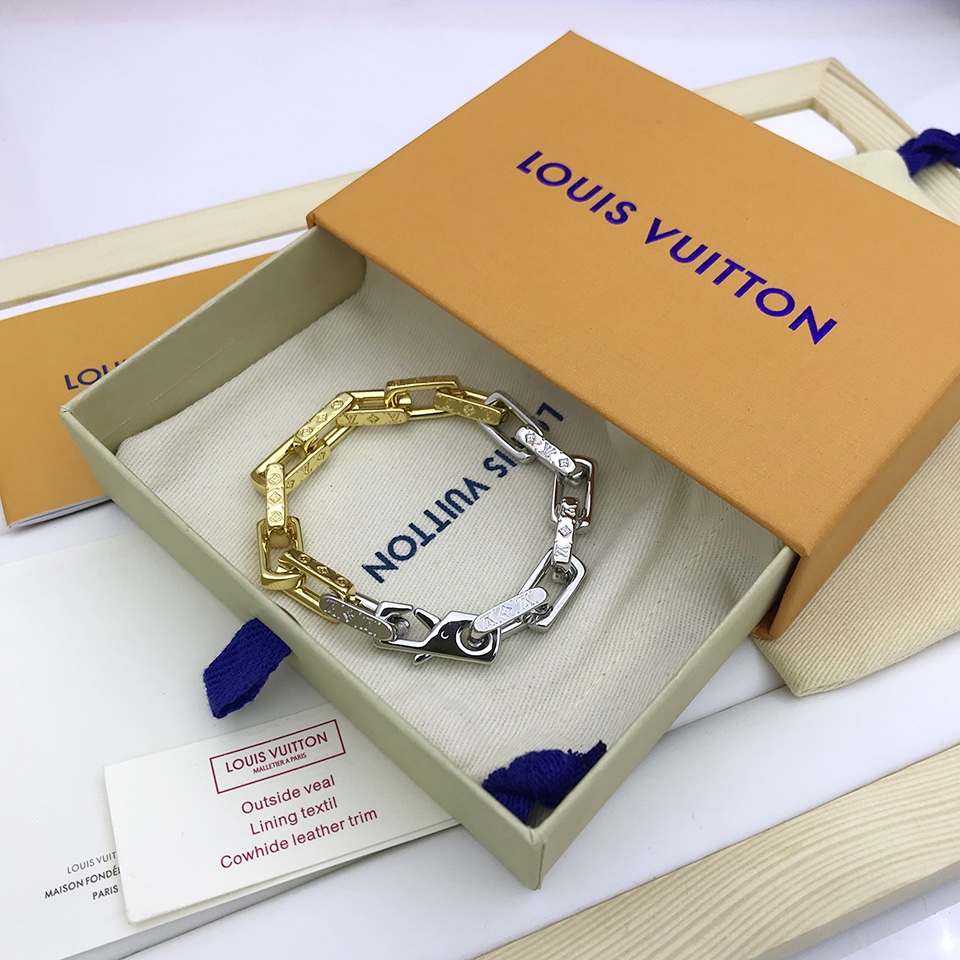 L0vis Vvtt0n Combinating Two Colors Monogram Chain Bracelet Multicolor For Men