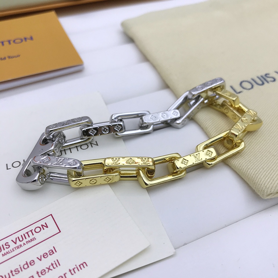 L0vis Vvtt0n Combinating Two Colors Monogram Chain Bracelet Multicolor For Men