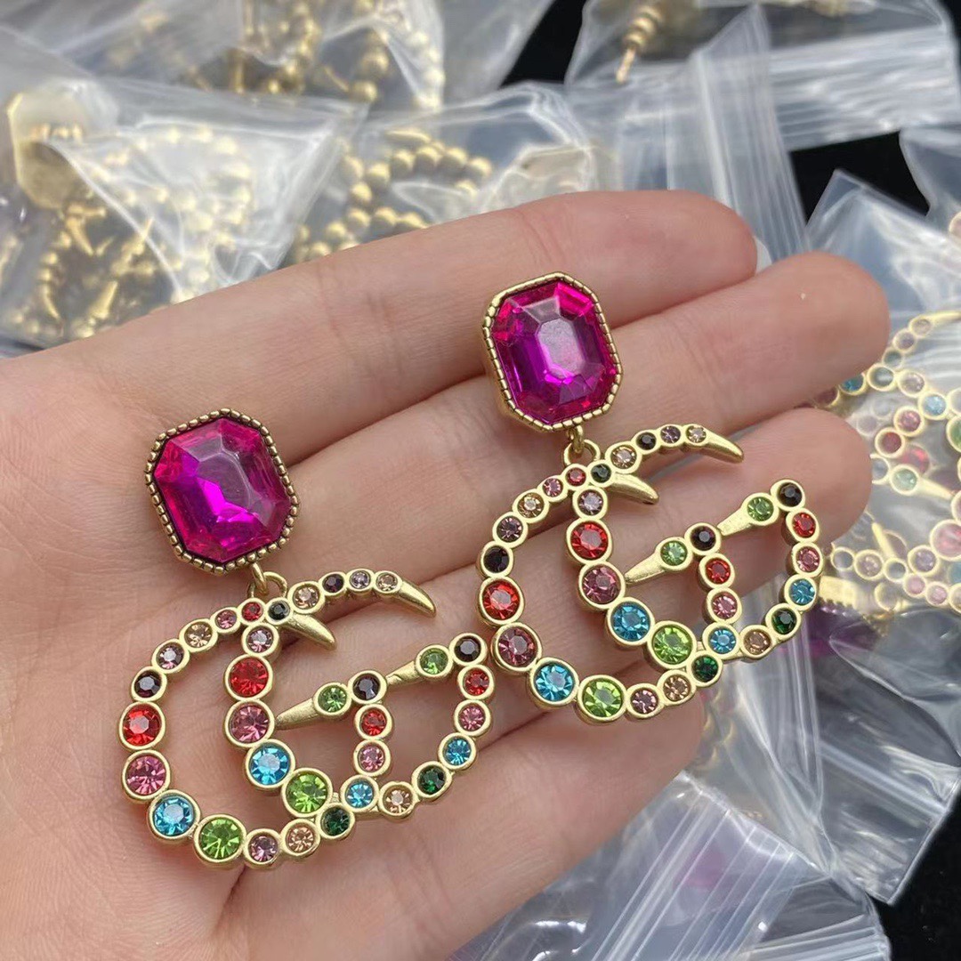 Gvc*1 D1am0nd GG Earrings Pink For Women